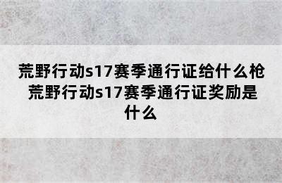 荒野行动s17赛季通行证给什么枪 荒野行动s17赛季通行证奖励是什么